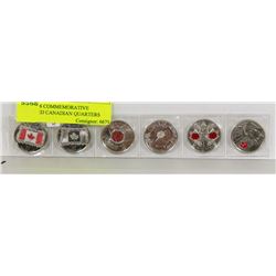LOT OF 6 COMMEMORATIVE COLORED CANADIAN QUARTERS