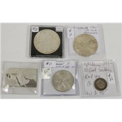 LOT OF 5 ASSORTED WORLD COINS