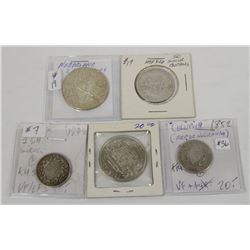 LOT OF 5 ASSORTED WORLD COINS