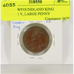 1936 NEWFOUNDLAND KING GEORGE V, LARGE PENNY