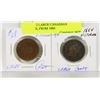 Image 1 : LOT OF 2 LARGE CANADIAN PENNIES, FROM 1884