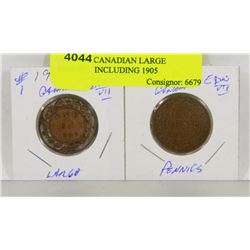 LOT OF 2 CANADIAN LARGE PENNIES, INCLUDING 1905