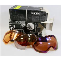 LOT OF 3 OAKLEY REPLACEMENT LENSES INCL E/L FRAME