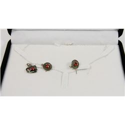 GARNET HEART PENDANT NECKLACE WITH ROUND GARNET