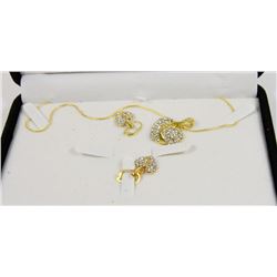 CUBIC ZIRCONIA PENDANT NECKLACE WITH MATCHING