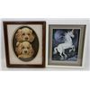 Image 1 : PAIR OF PAPER TOLE WALL ART INCLUDES UNICORN & DOG