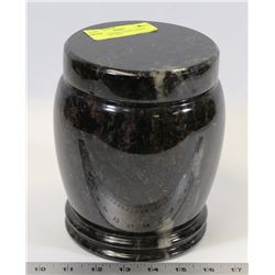 MARBLE DESIGN STONE LIDDED JAR/URN 9" TALL