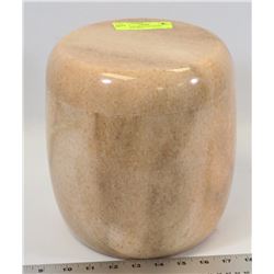 CORAL COLOR STONE LIDDED JAR/URN 9" TALL