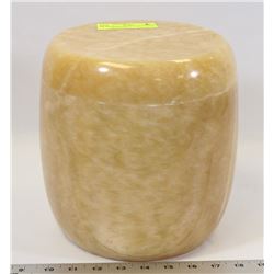 ALABASTER COLOR STONE LIDDED JAR/URN 9" TALL
