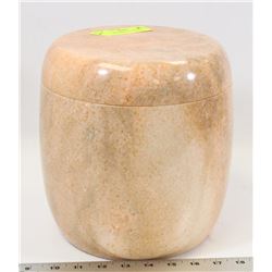CORAL COLOR STONE LIDDED JAR/URN 9" TALL
