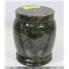 Image 1 : GREEN MARBLE DESIGN STONE LIDDED JAR/URN 7" TALL