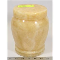 ALABASTER COLOR  STONE LIDDED JAR/URN - 7" TALL