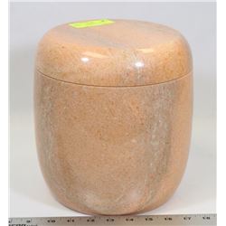 CORAL COLOR STONE LIDDED JAR/URN 9" TALL