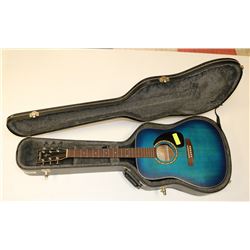 SIMON & PATRICK BLUE GUITAR WITH HARD CASE