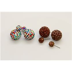 2 PAIRS OF NEW "DOUBLE THE FUN" SPARKLE BALLS STUD