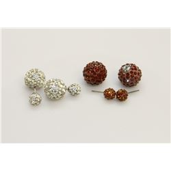 2 PAIRS OF NEW "DOUBLE THE FUN" SPARKLE BALLS STUD