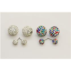 2 PAIRS OF NEW "DOUBLE THE FUN" SPARKLE BALLS STUD