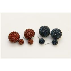 2 PAIRS OF NEW "DOUBLE THE FUN" SPARKLE BALLS STUD
