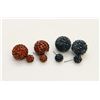 Image 1 : 2 PAIRS OF NEW "DOUBLE THE FUN" SPARKLE BALLS STUD