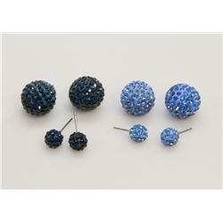2 PAIRS OF NEW "DOUBLE THE FUN" SPARKLE BALLS STUD