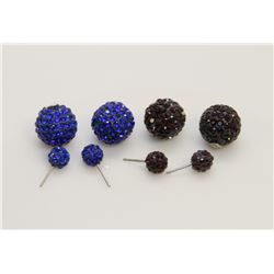 2 PAIRS OF NEW "DOUBLE THE FUN" SPARKLE BALLS STUD