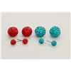 Image 1 : 2 PAIRS OF NEW "DOUBLE THE FUN" SPARKLE BALLS STUD