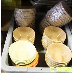 BUS PAN OF ASSORTED 5" MISTRO/CAMBRO PLASTIC BOWLS