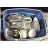Image 1 : TOTE OF ASSORTED GLASSWARE & DISHWARE