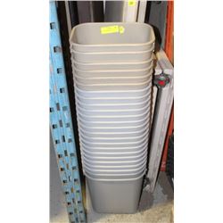 LOT OF 24 PLASTIC GARBAGE CANS