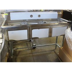 CORNER DRAIN TRIPLE SINK, OVERALL DIMS  59” X 23.5