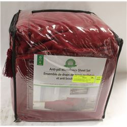 QUEEN BURGUNDY  ANTI-PILL MICROFLEECE SHEET SET