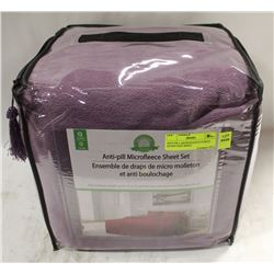 ANTI PILL MICROFLEECE PURPLE QUEEN SIZE SHEET