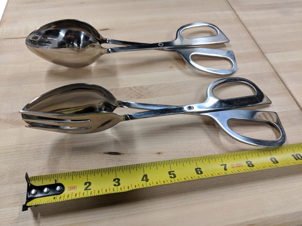 10" DOUBLE SPOON AND FORK SPOON SALAD TONGS LOT