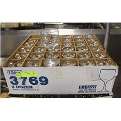 LOT OF 36- 6.5 OZ WINE GLASSES,