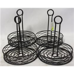 LOT OF 4 NEW ROUND BIRD NEST CONDIMENT RACK