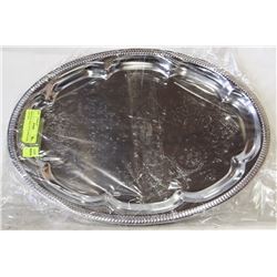 NEW OVAL TRAY 18" PLATED STEEL - LOT OF 4