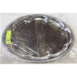 NEW OVAL TRAY 18" PLATED STEEL - LOT OF 4