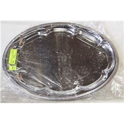 NEW OVAL TRAY 18" PLATED STEEL - LOT OF 4