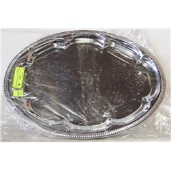NEW OVAL TRAY 18" PLATED STEEL - LOT OF 4
