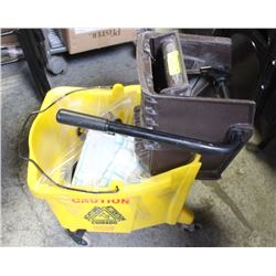 2 SHOWER CURTAINS SOLD WITH MOP PAIL/WRINGER AND 5