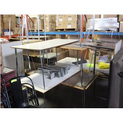 16 WHITE-WOODEN TABLES W/ CHROME LEGS