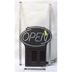 OPEN BUSINESS HOURS SIGN & PORTABLE CABINET STRIPS