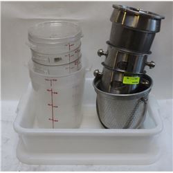 BUS BIN W/ PLASTIC INGREDIENT BINS & LIDS W/