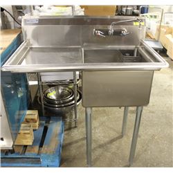 SINGLE WELL S/S COMMERCIAL KITCHEN SINK W/ RUNOFF