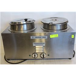 GRAND CHEF S/S DUAL-SOUP WARMER W/ INSERTS & LIDS