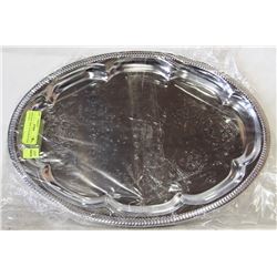NEW OVAL TRAY 18" PLATED STEEL - LOT OF 4