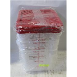 8QT WHITE INGREDIENT BINS & LIDS - LOT OF 3