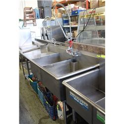 2-WELL(WIDE) COMMERCIAL S/S SINK W/ PRE-RINSE &