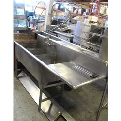 3-WELL COMMERCIAL S/S SINK W/ PRE-RINSE