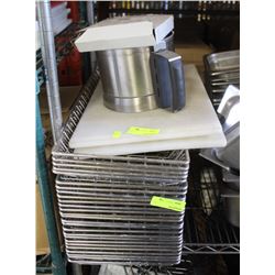 STACK OF DISPLAY TRAYS & 2 CUTTING BOARDS